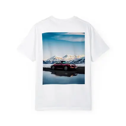 Porsche 911 Dark Red Snowy Mountain Backdrop