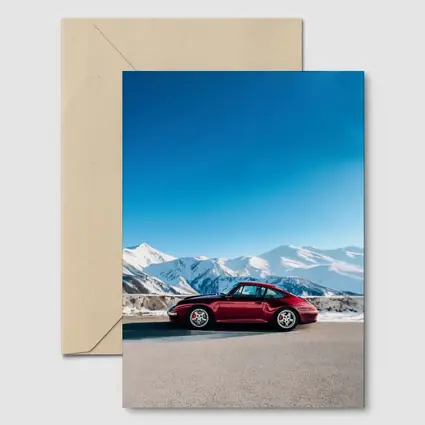 Porsche 911 Red Classic Winter Mountains