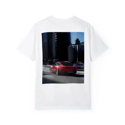 Red Porsche 911 Driving Through City Streets