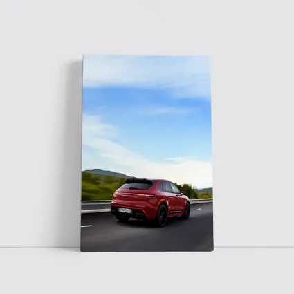 Red Porsche Cayenne Speeding On Open Road