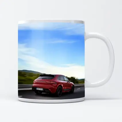 Red Porsche Cayenne Speeding On Open Road