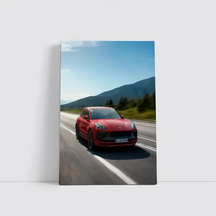 Red Porsche Macan GTS on Mountain Road