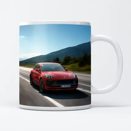 Red Porsche Macan GTS on Mountain Road