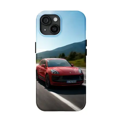 Red Porsche Macan GTS on Mountain Road