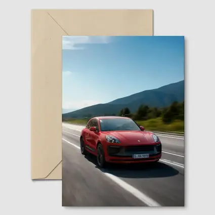 Red Porsche Macan GTS on Mountain Road