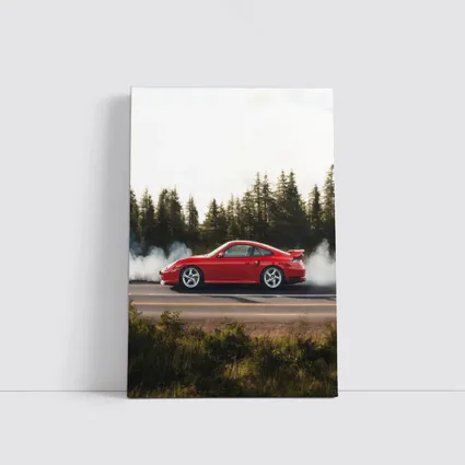 Red Porsche 911 Burnout Forest Road