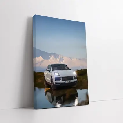 Porsche Cayenne White SUV Mountain Backdrop