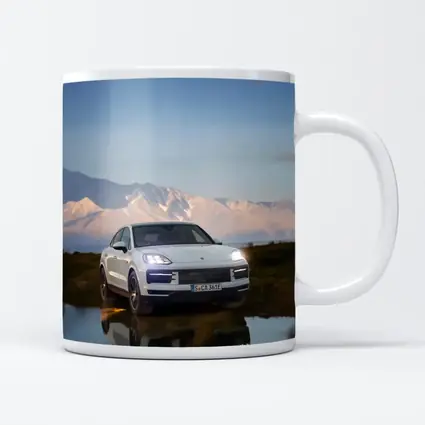 Porsche Cayenne White SUV Mountain Backdrop