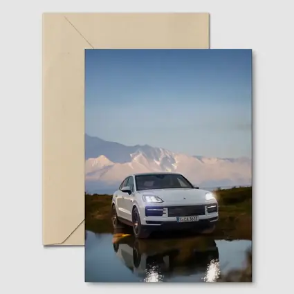Porsche Cayenne White SUV Mountain Backdrop