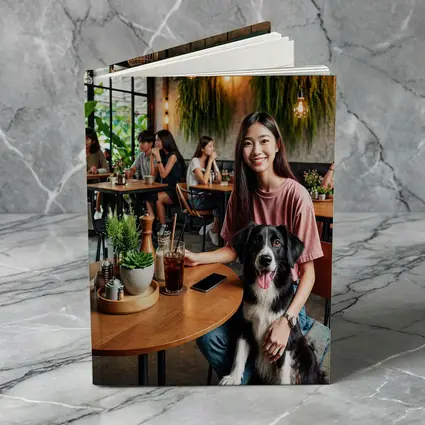 Border Collie Girl Sitting Modern Cafe