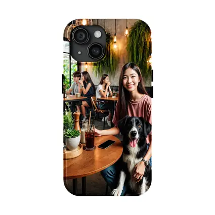 Border Collie Girl Sitting Modern Cafe