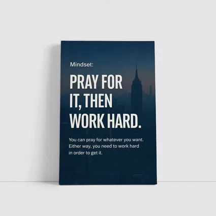 Pray Work Hard Mindset City Skyline
