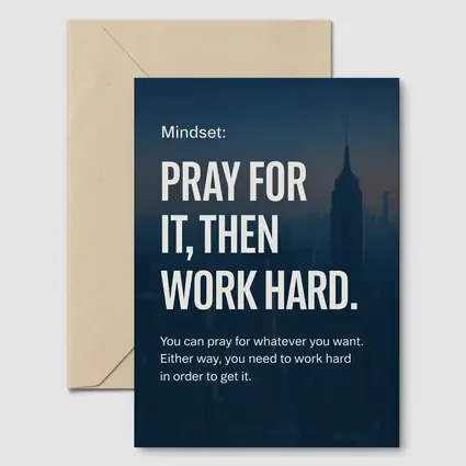 Pray Work Hard Mindset City Skyline
