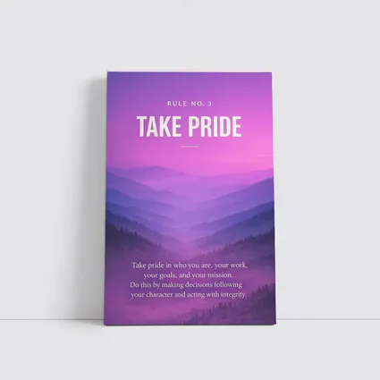 Take Pride Quote Purple Mountain Landscape