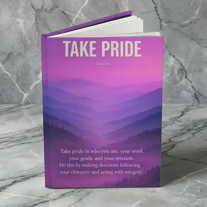 Take Pride Quote Purple Mountain Landscape