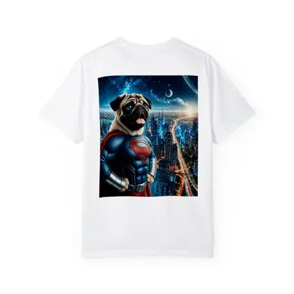 Pug Dog Superman Hero City Night
