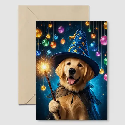 Golden Retriever Wizard Dog Magic Sparkle