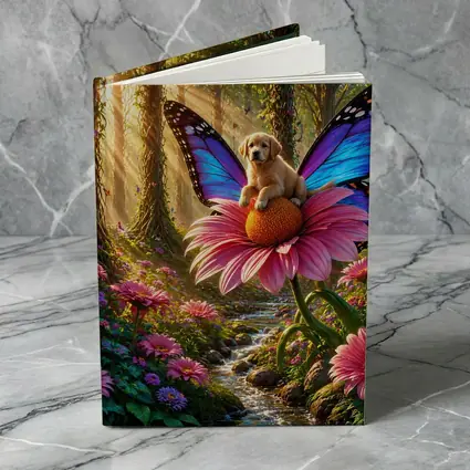 Golden Retriever Puppy Butterfly Fantasy Forest