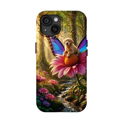 Golden Retriever Puppy Butterfly Fantasy Forest