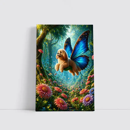 Golden Puppy Butterfly Wings Enchanted Forest