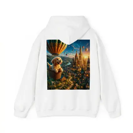 Golden Retriever Puppy Hot Air Balloon Fantasy City