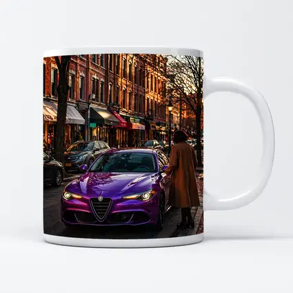 Alfa Romeo Giulia Purple On City Street