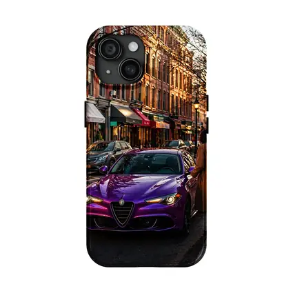 Alfa Romeo Giulia Purple On City Street