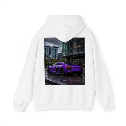 Purple Audi R8 Rainy City Street