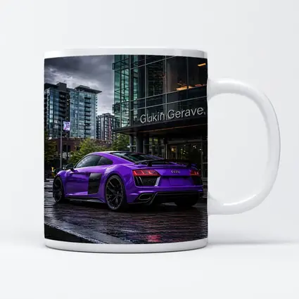 Purple Audi R8 Rainy City Street