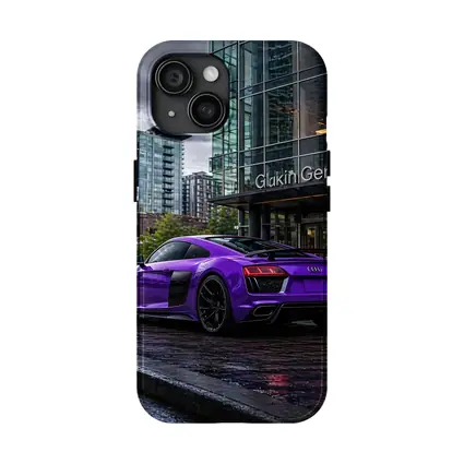 Purple Audi R8 Rainy City Street