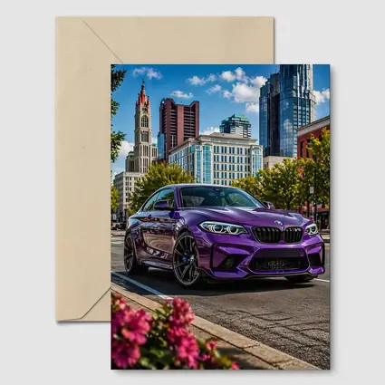 Purple BMW M2 City Street Urban Background