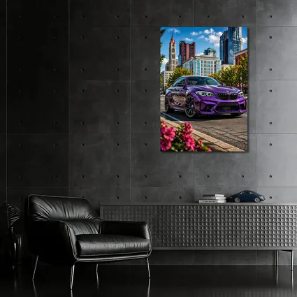 Purple BMW M2 City Street Urban Background