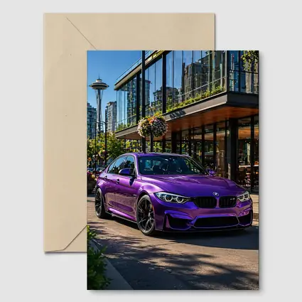Purple BMW M3 Parked in Seattle City