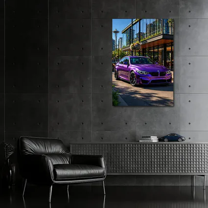 Purple BMW M3 Parked in Seattle City