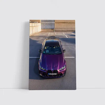Purple BMW M4 Competition Overhead Parking Lot