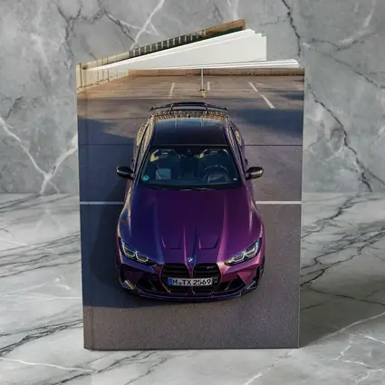 Purple BMW M4 Competition Overhead Parking Lot