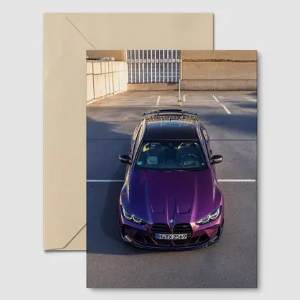 Purple BMW M4 Competition Overhead Parking Lot