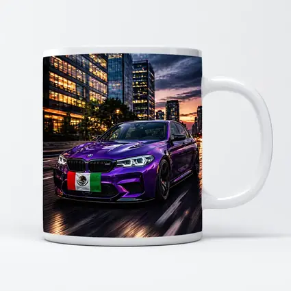 Purple BMW M5 Mexican Flag City Night