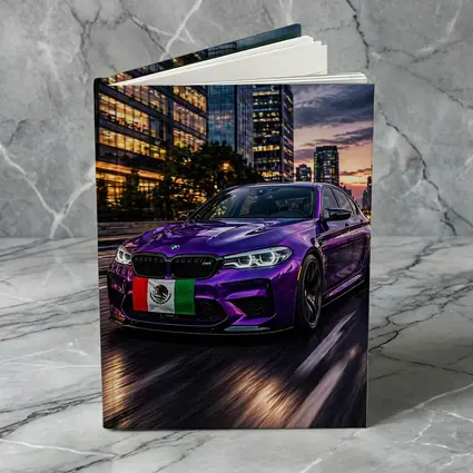 Purple BMW M5 Mexican Flag City Night