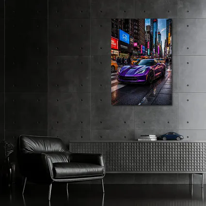 Purple Chevrolet Corvette Times Square New York