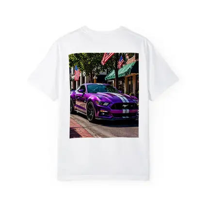 Purple Ford Mustang GT American Flag Street