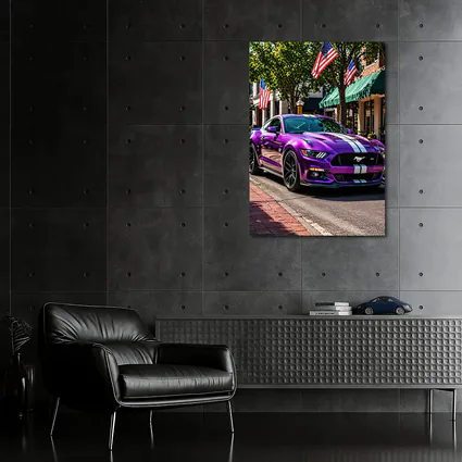 Purple Ford Mustang GT American Flag Street