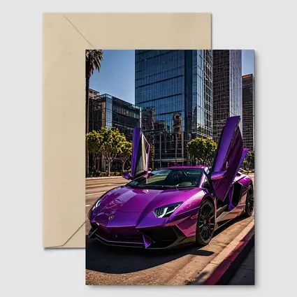Purple Lamborghini Aventador Los Angeles City Street