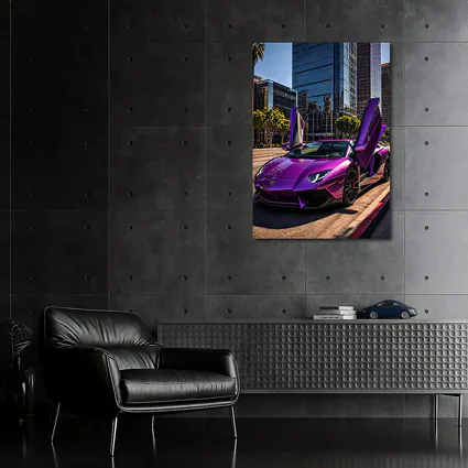 Purple Lamborghini Aventador Los Angeles City Street