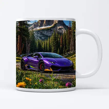 Purple Lamborghini Huracan Mountain Forest Setting