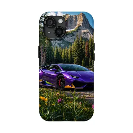 Purple Lamborghini Huracan Mountain Forest Setting