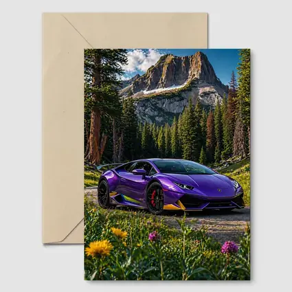 Purple Lamborghini Huracan Mountain Forest Setting