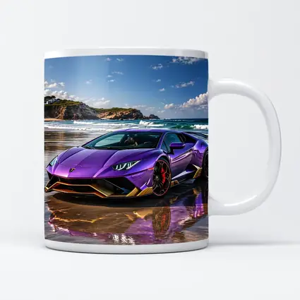 Purple Lamborghini Huracan Evo On Beach