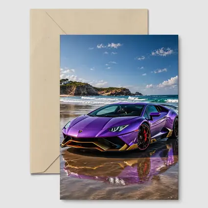Purple Lamborghini Huracan Evo On Beach
