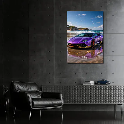 Purple Lamborghini Huracan Evo On Beach